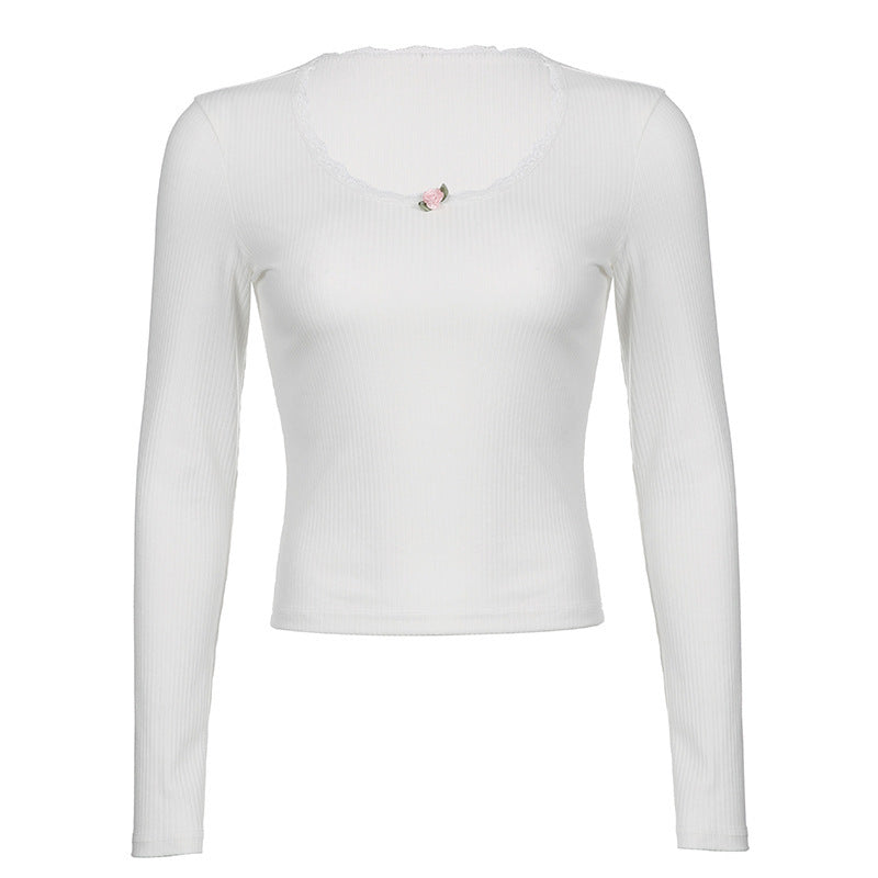 Women's Chest Floral Lace Lace Collar Top