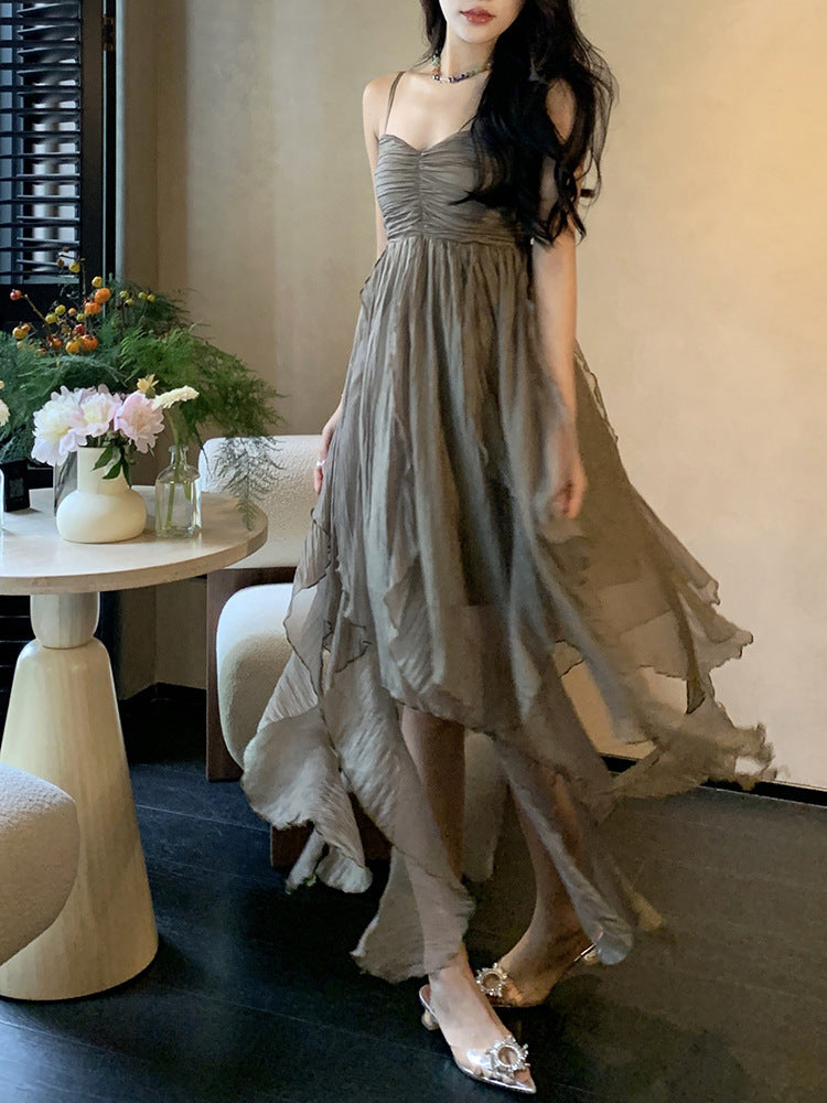 Pleated Irregular Elegant Midi Dress