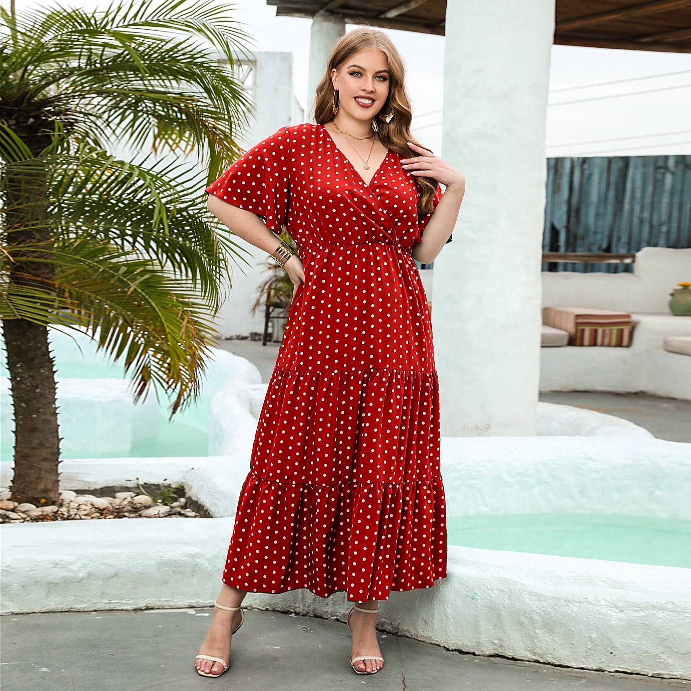 Plus-size Women's Plus-size Polka Dot Casual Dress