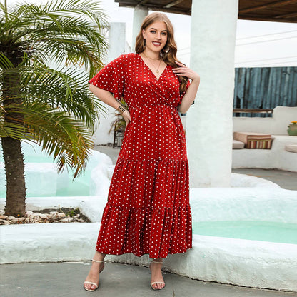 Plus-size Women's Plus-size Polka Dot Casual Dress