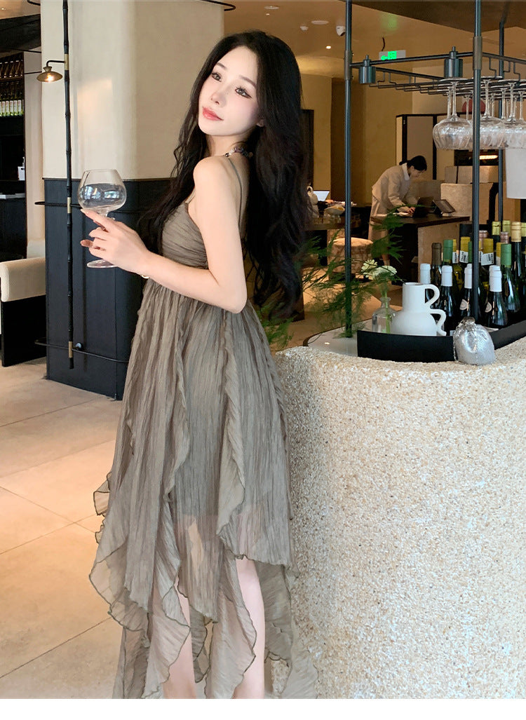 Pleated Irregular Elegant Midi Dress