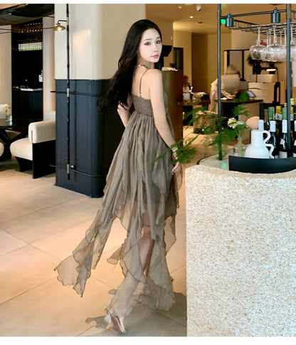 Pleated Irregular Elegant Midi Dress