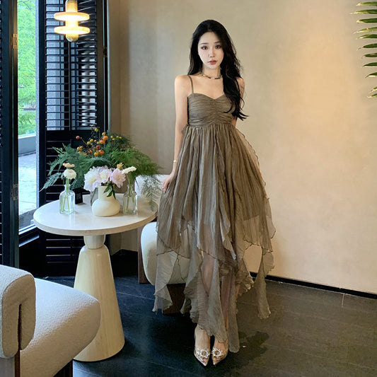 Pleated Irregular Elegant Midi Dress