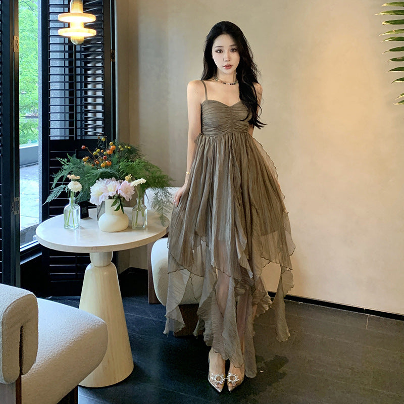 Pleated Irregular Elegant Midi Dress