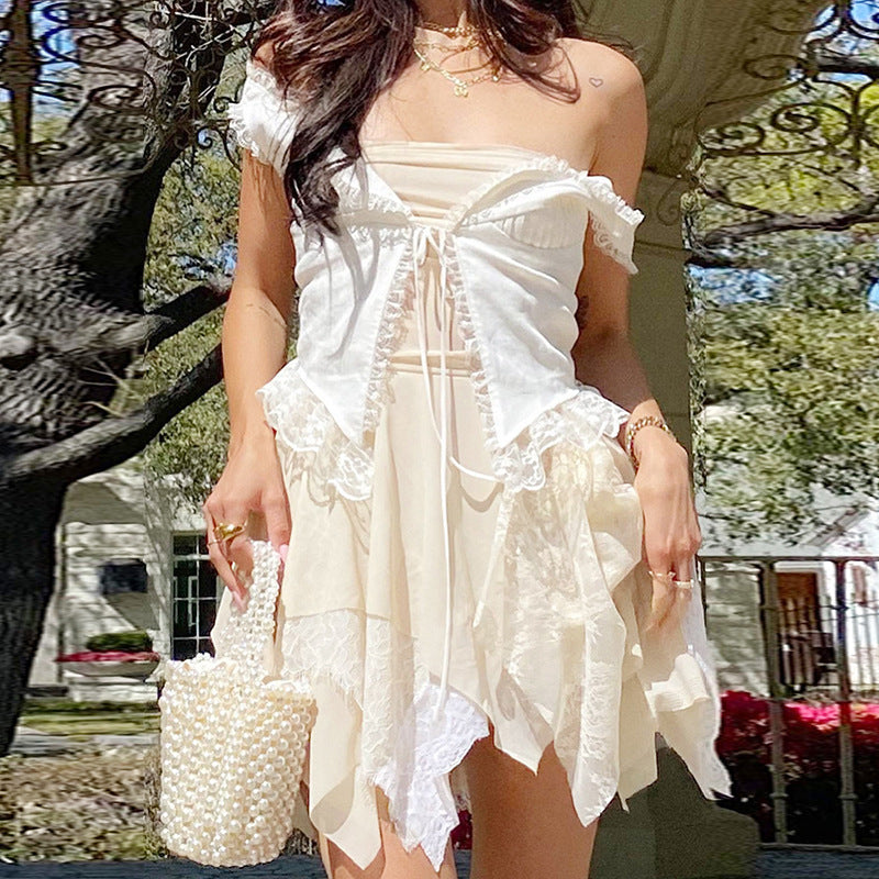 Chest Wrap Back Irregular Dress