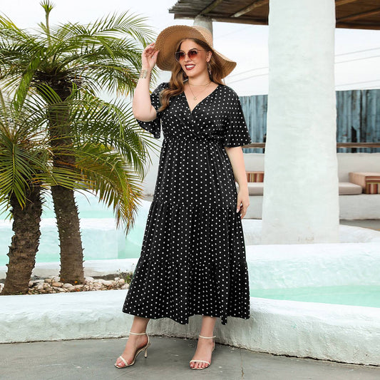 Plus-size Women's Plus-size Polka Dot Casual Dress
