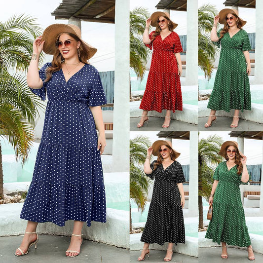 Plus-size Women's Plus-size Polka Dot Casual Dress
